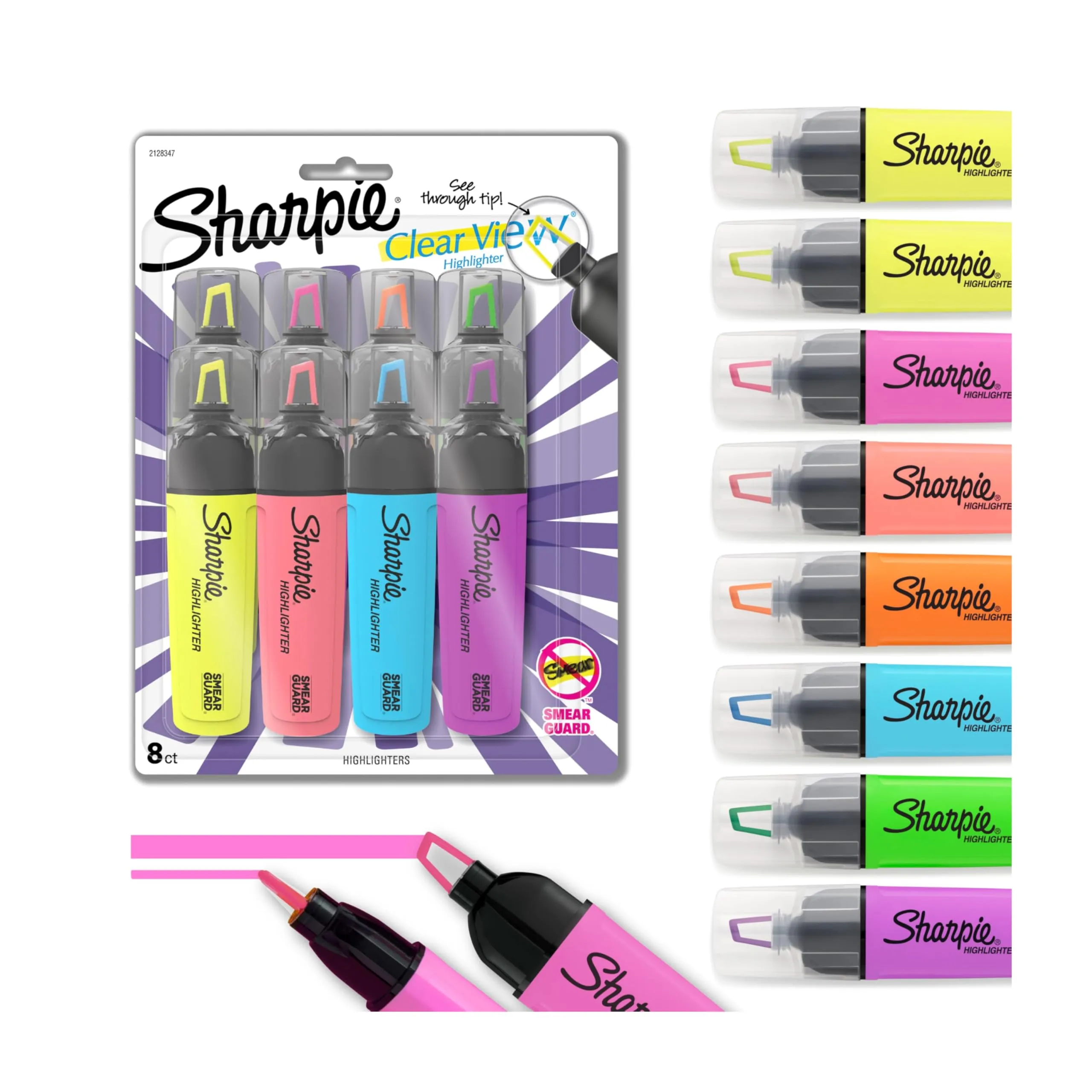 SHARPIE Clear View Highlighters, See-Through Chisel Tip, Assorted Colors