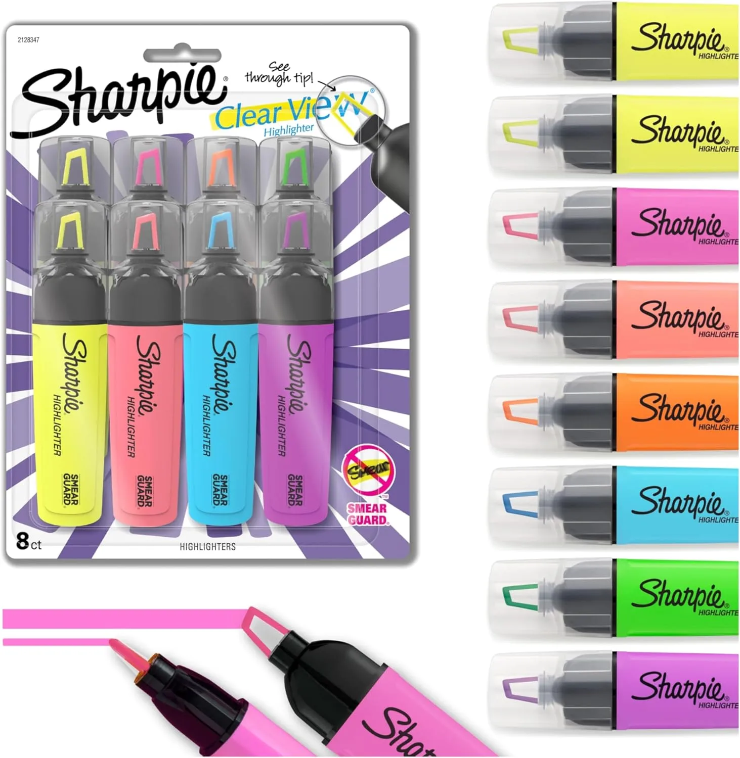 SHARPIE Clear View Highlighters, See-Through Chisel Tip, Assorted Colors