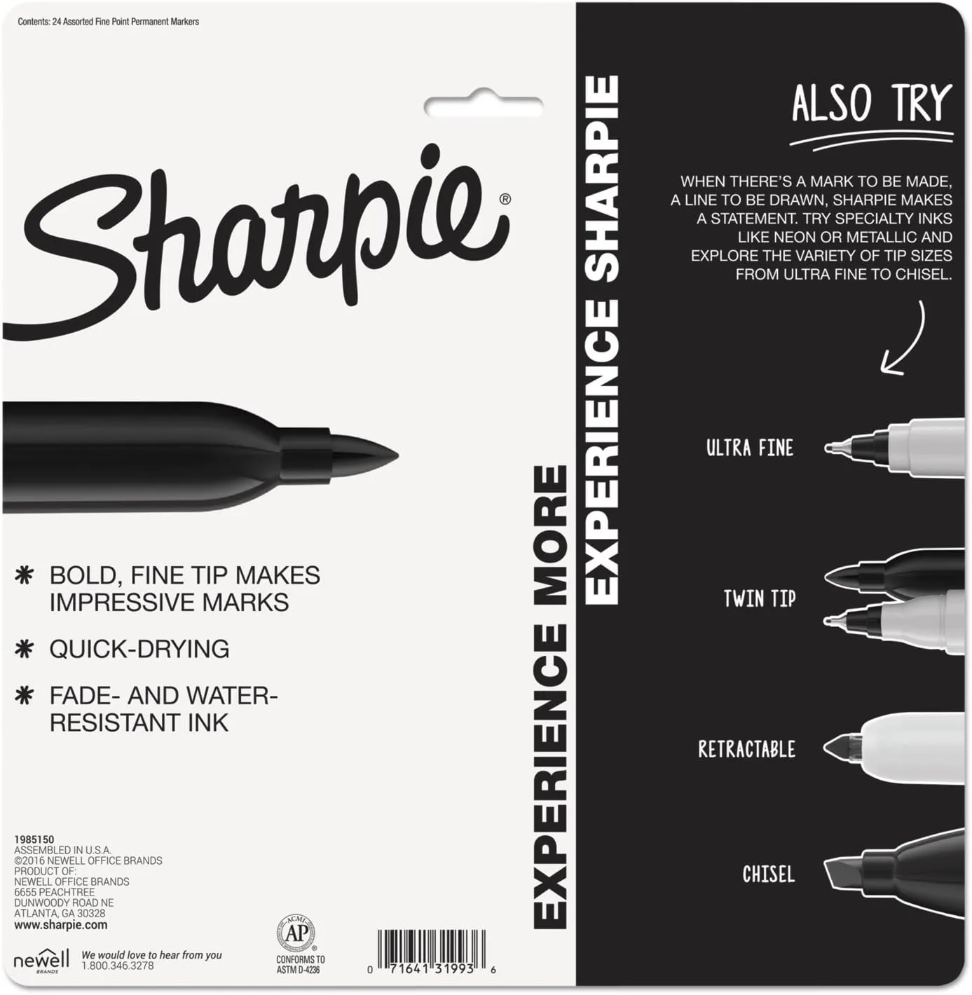 Sharpie Permanent Markers, Assorted Colors - 24 Count