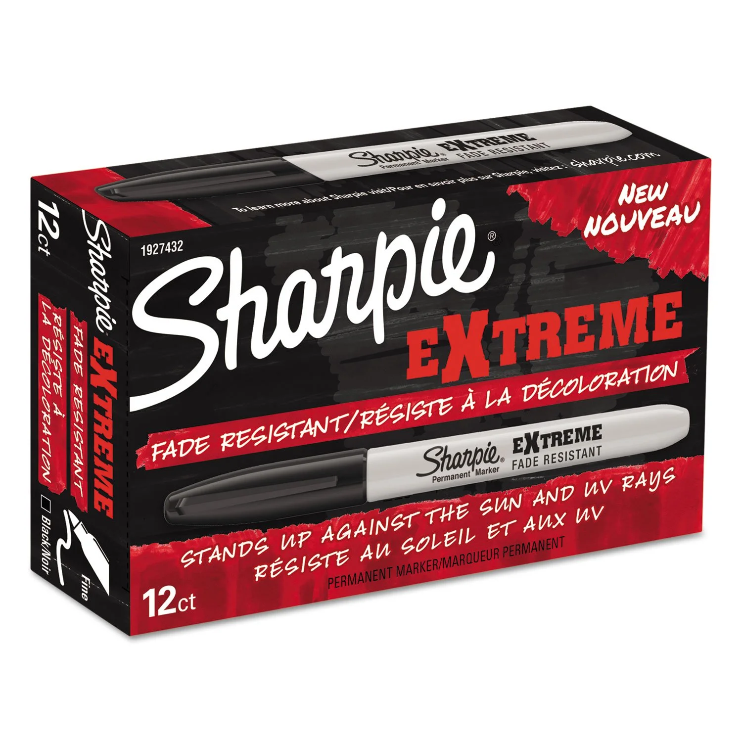 SHARPIE Extreme Permanent Markers, Fine Point, 12-Pack, Black