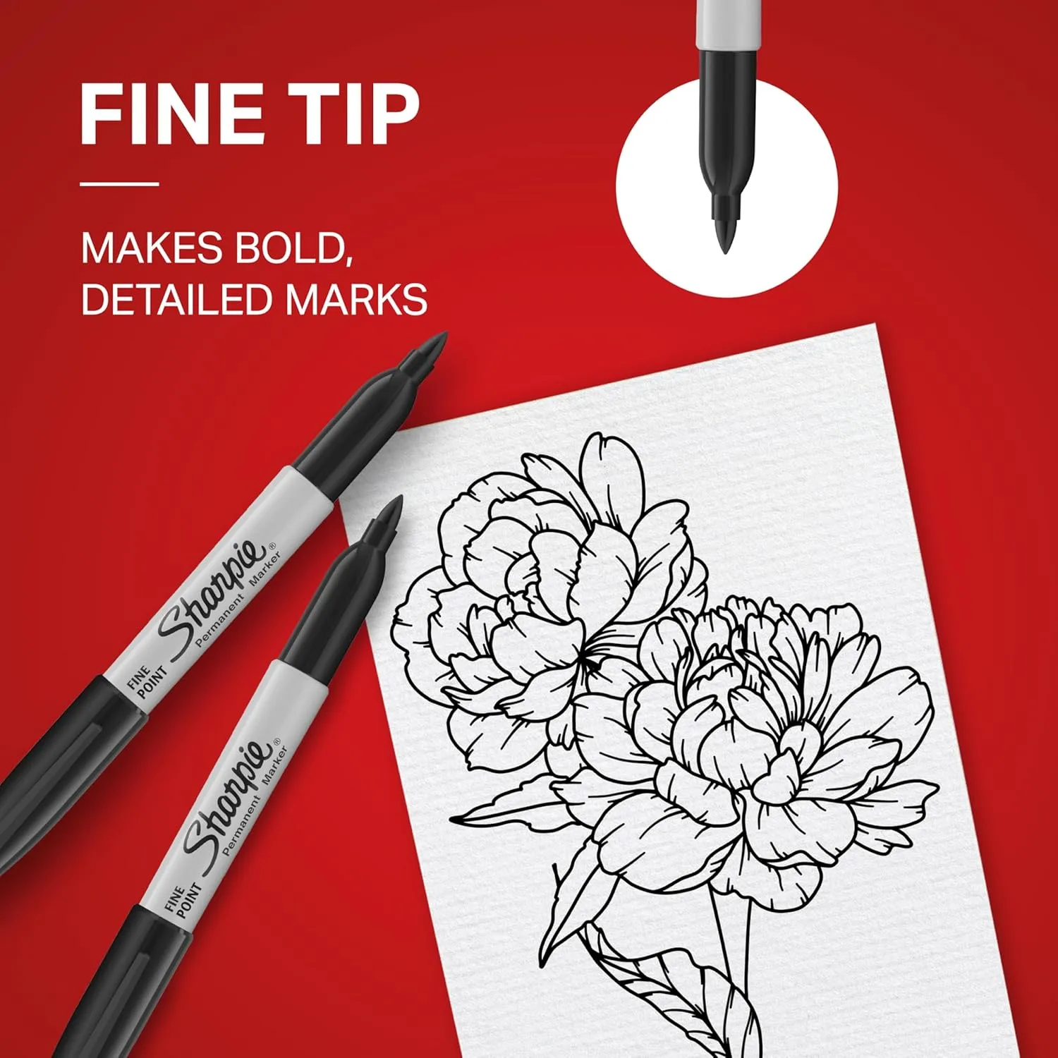 Sharpie Fine Point Permanent Markers, Black Ink, Gray Barrel, 5 Count