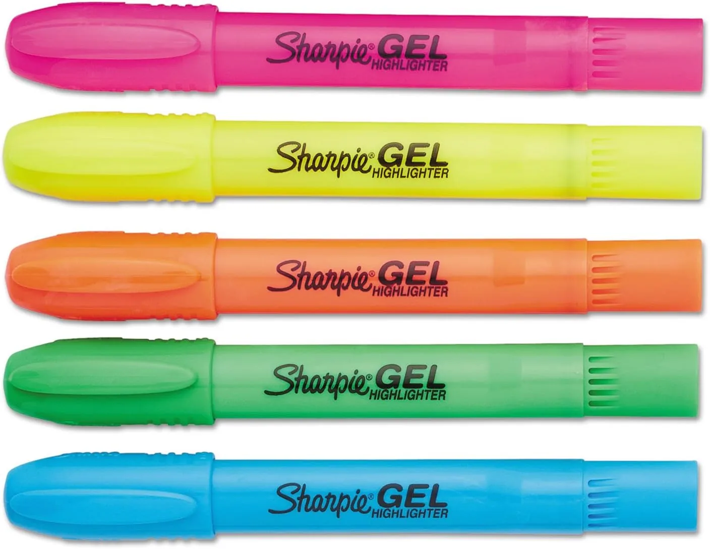 Sharpie Gel Highlighters, Bullet Tip, Assorted Fluorescent Colors, 5 Count