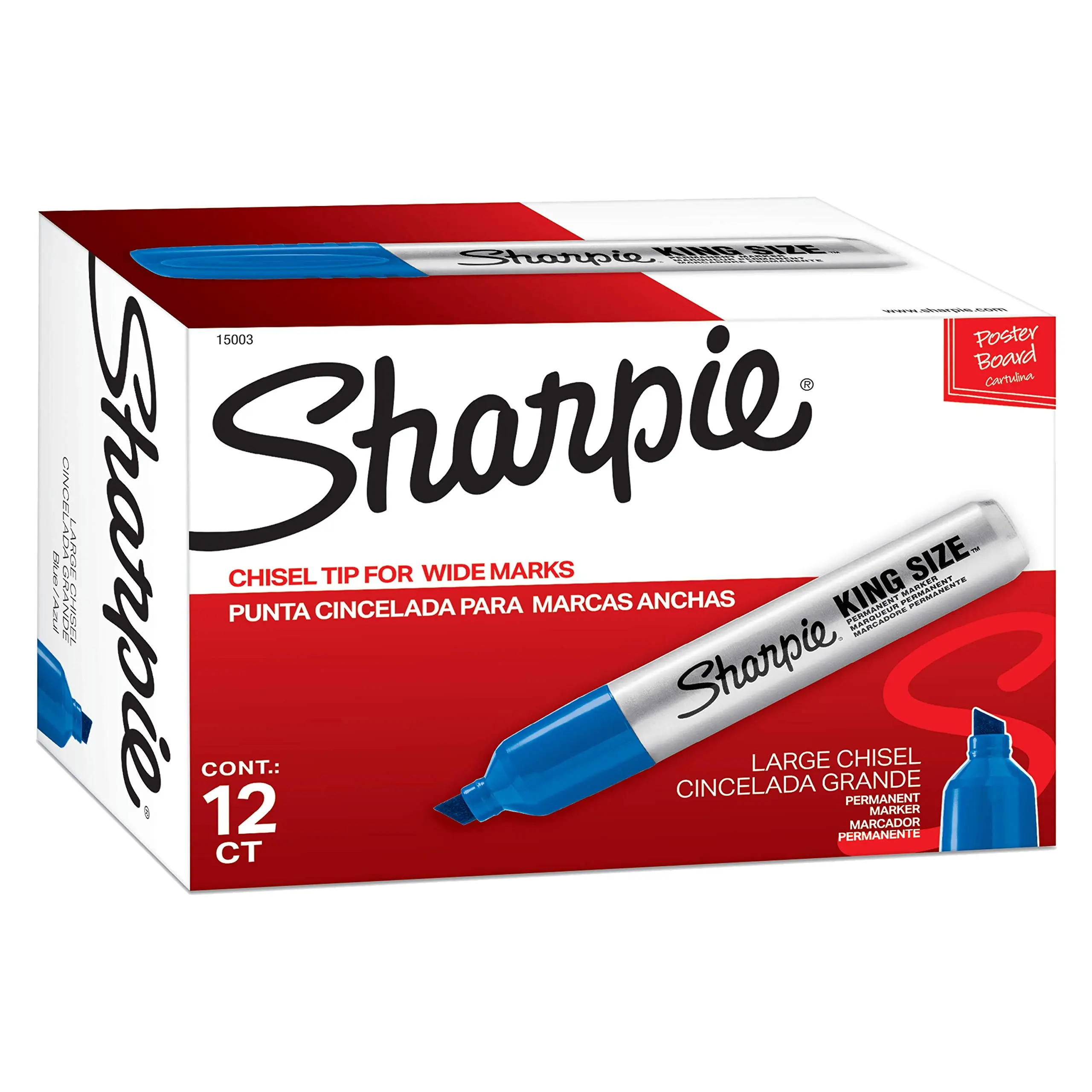 Sharpie 15003 King Size Permanent Marker, Blue, 12-Pack 12-count Blue King Markers