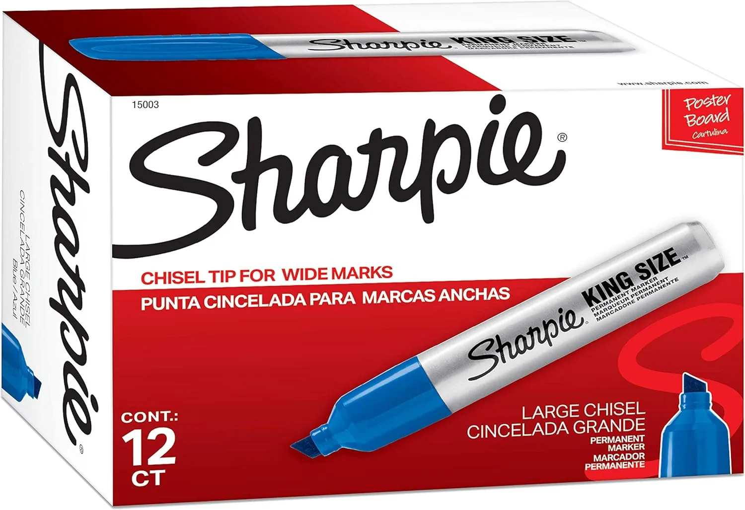 Sharpie 15003 King Size Permanent Marker, Blue, 12-Pack 12-count Blue King Markers