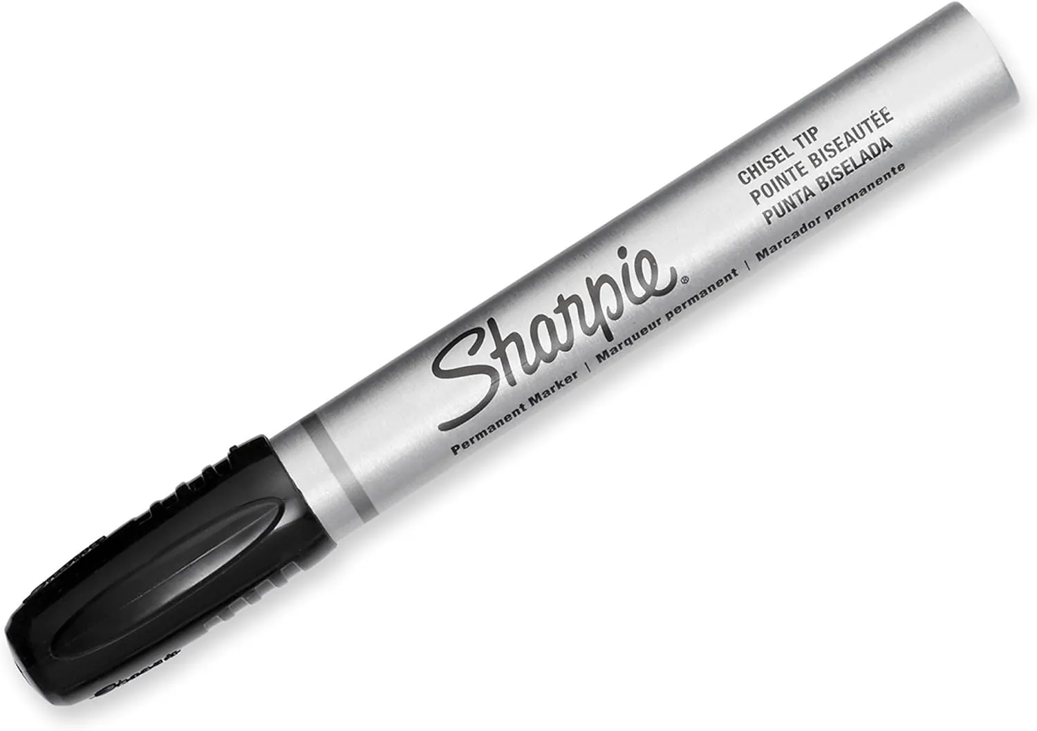 Sharpie Metal Barrel Chisel Permanent Markers, Black Ink, 12 Count