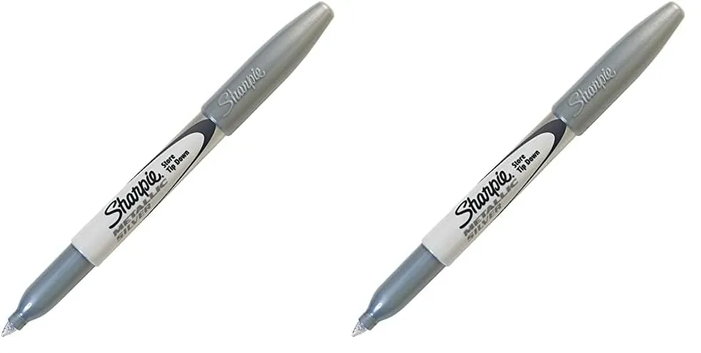 SHARPIE Br&s Permanent Marker, Fine Point, Nontoxic, Metallic Silver (39013) (Pack of 2) Silver 1 Count (Pack of 2)