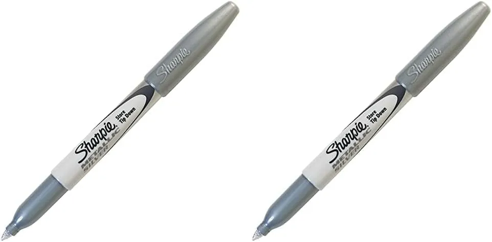 SHARPIE Br&s Permanent Marker, Fine Point, Nontoxic, Metallic Silver (39013) (Pack of 2) Silver 1 Count (Pack of 2)