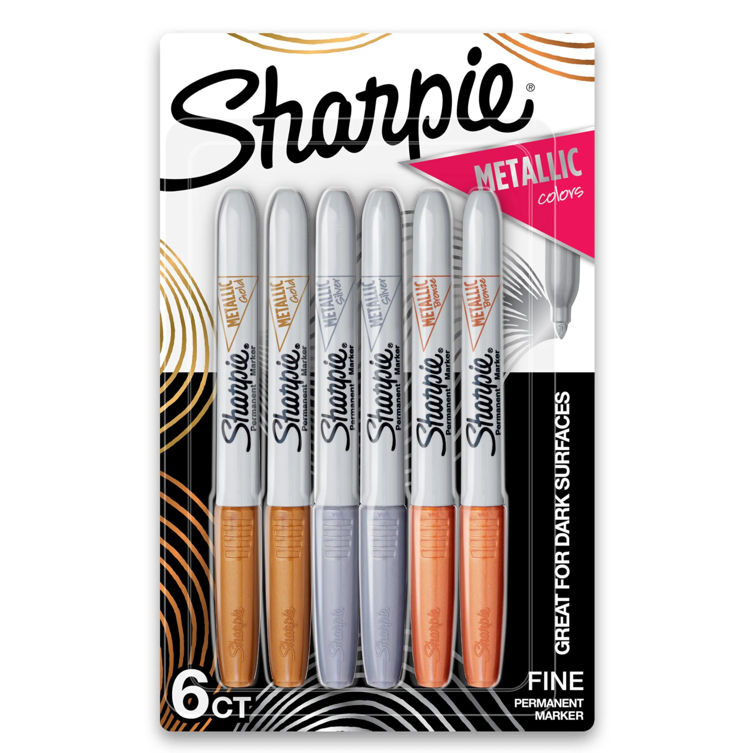SHARPIE Metallic Permanent Markers, Fine Point, Assorted Metallic
