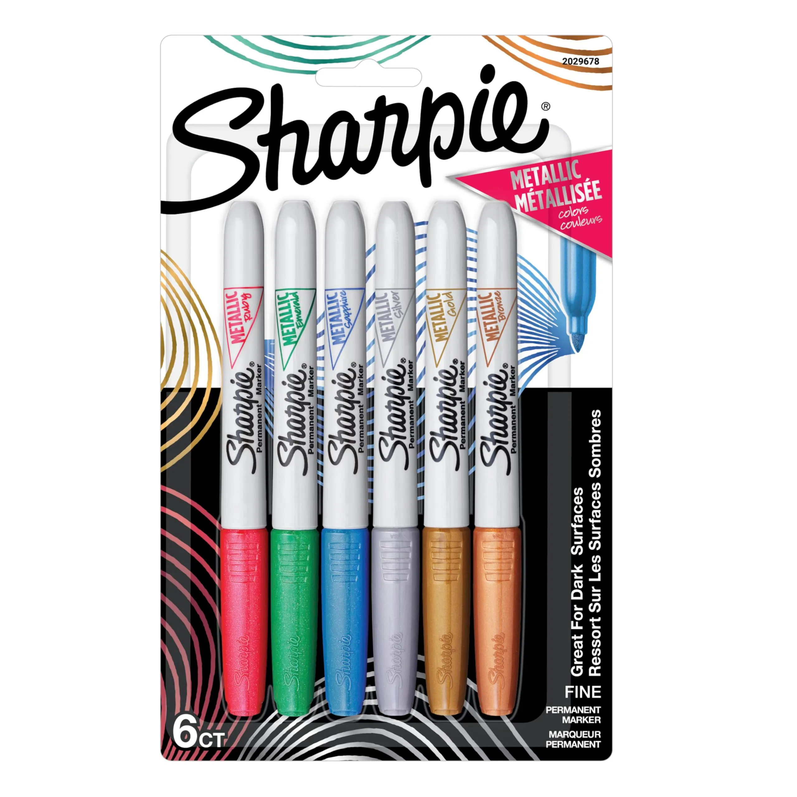 SHARPIE Metallic Permanent Markers, Fine Point, Assorted Metallic