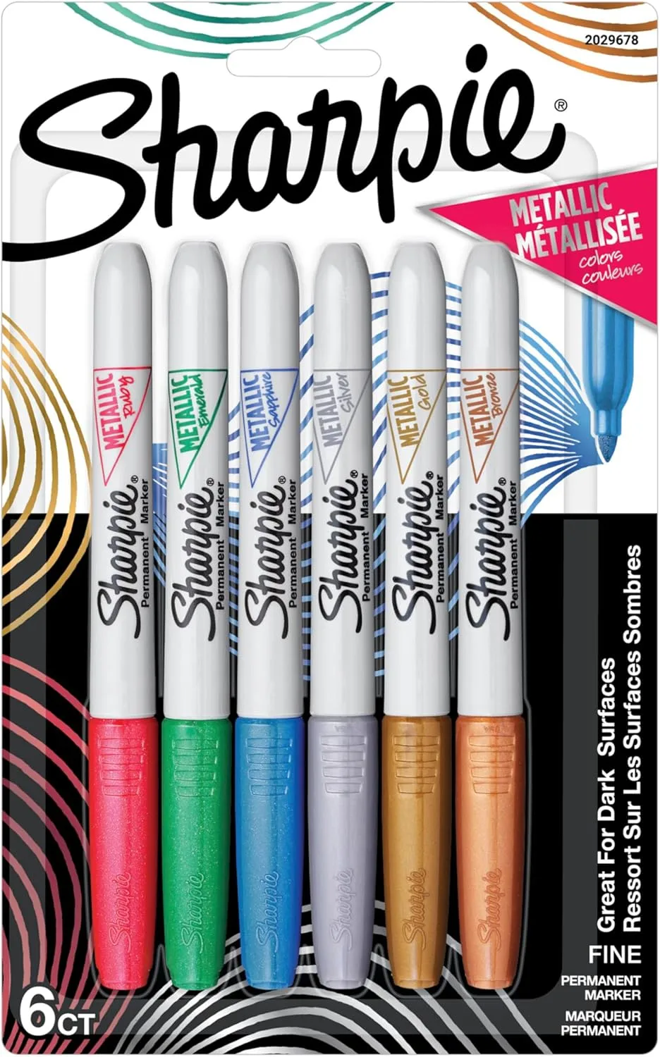 SHARPIE Metallic Permanent Markers, Fine Point, Assorted Metallic