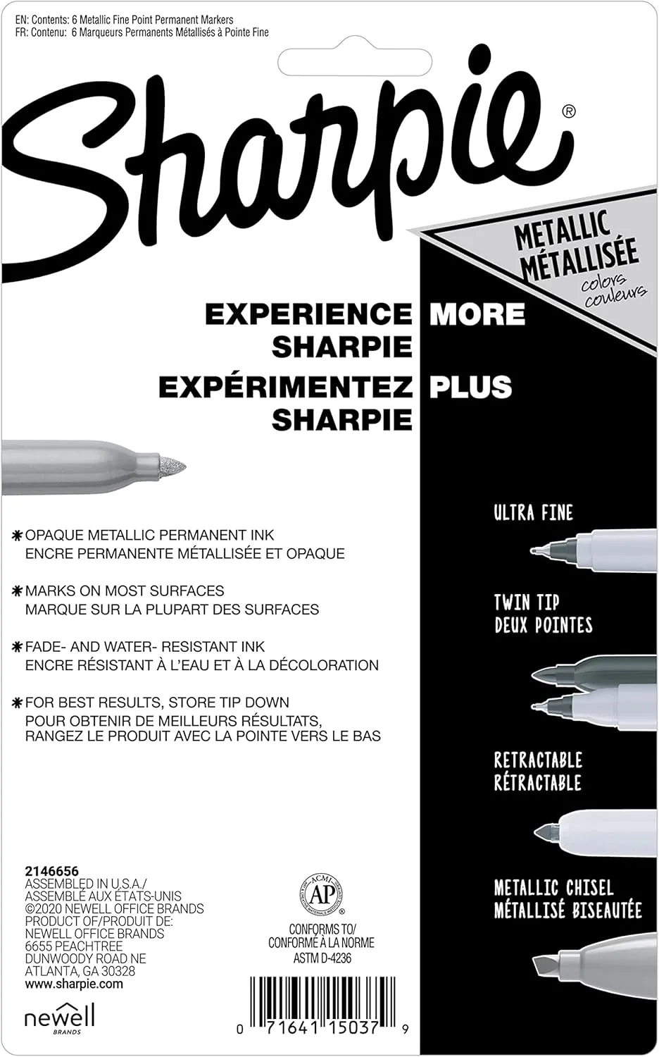 SHARPIE Metallic Permanent Markers, Fine Point, Assorted Metallic