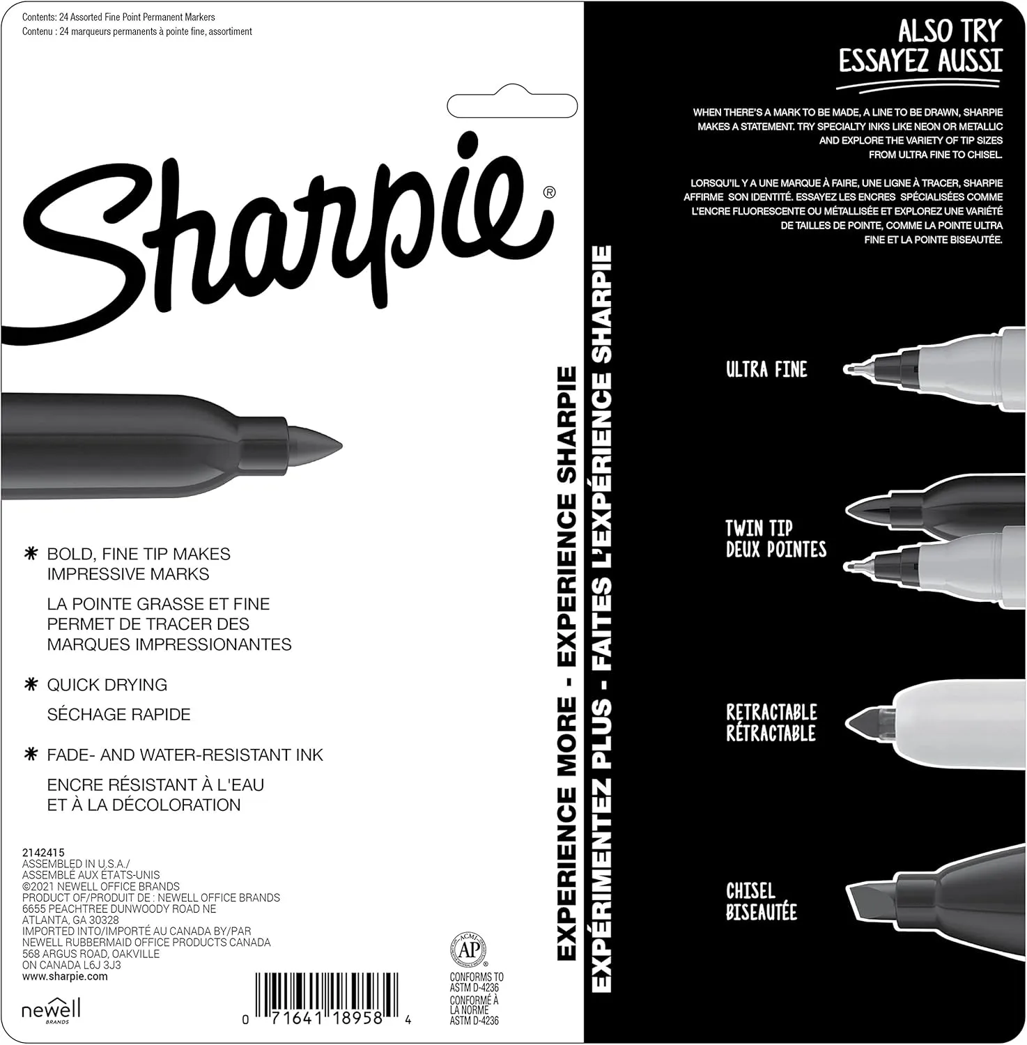 Sharpie Permanent Markers Fine Point Featuring Mystic Gem Color Markers Assorted 24 Count