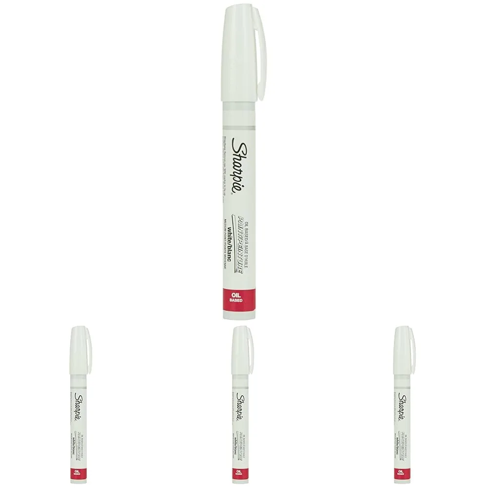 Sharpie Oil-Based Paint Marker, Medium Point, White, 1-Count (Pack of 4)