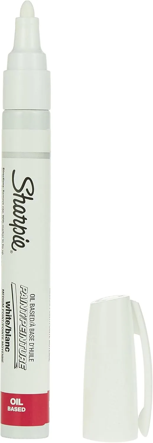 Sharpie Oil-Based Paint Marker, Medium Point, White, 1-Count (Pack of 4)