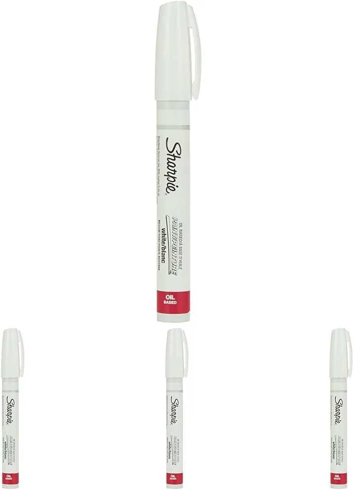 Sharpie Oil-Based Paint Marker, Medium Point, White, 1-Count (Pack of 4)