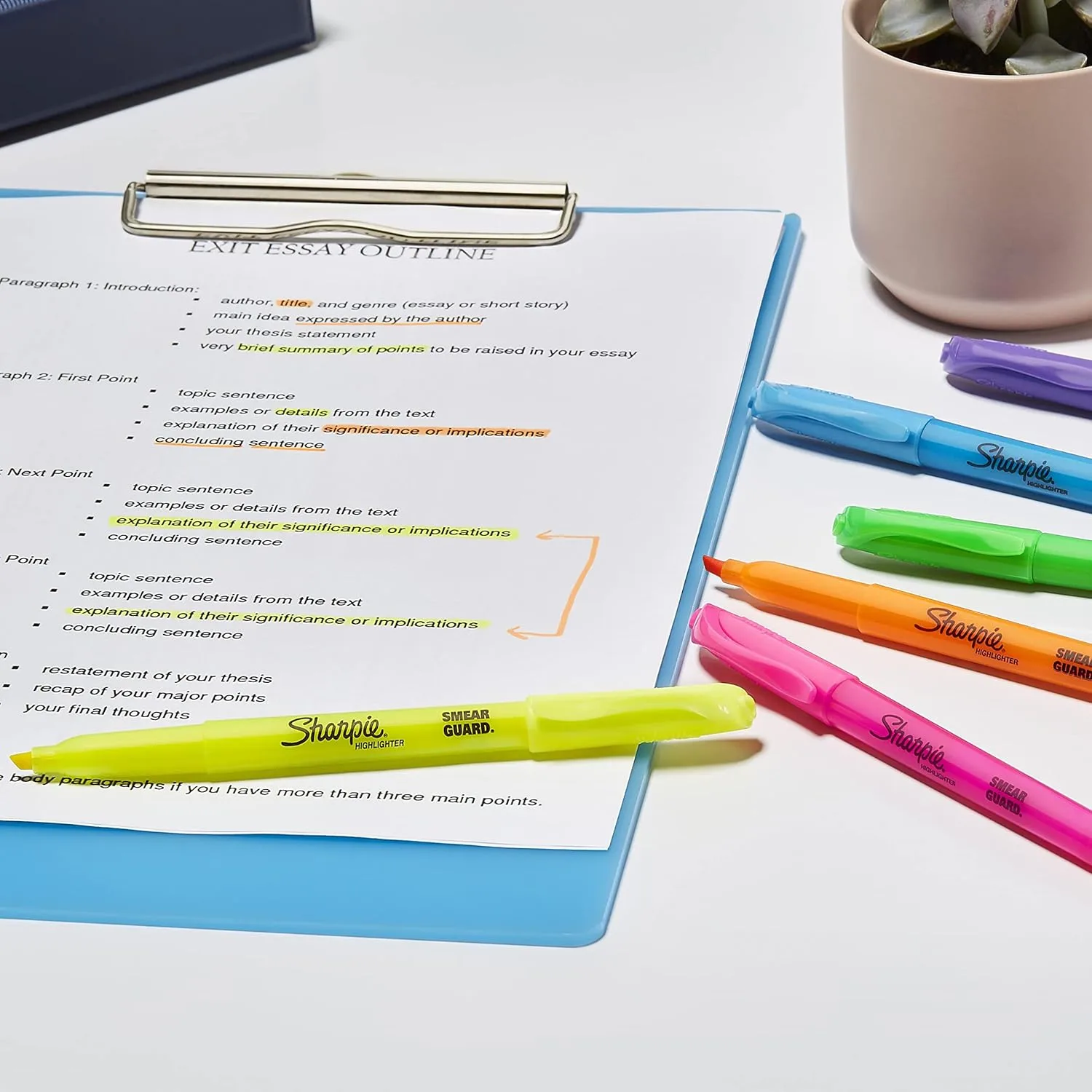 Sharpie Pocket Highlighters, Chisel Tip, Assorted Fluorescent Colors, 12 Count