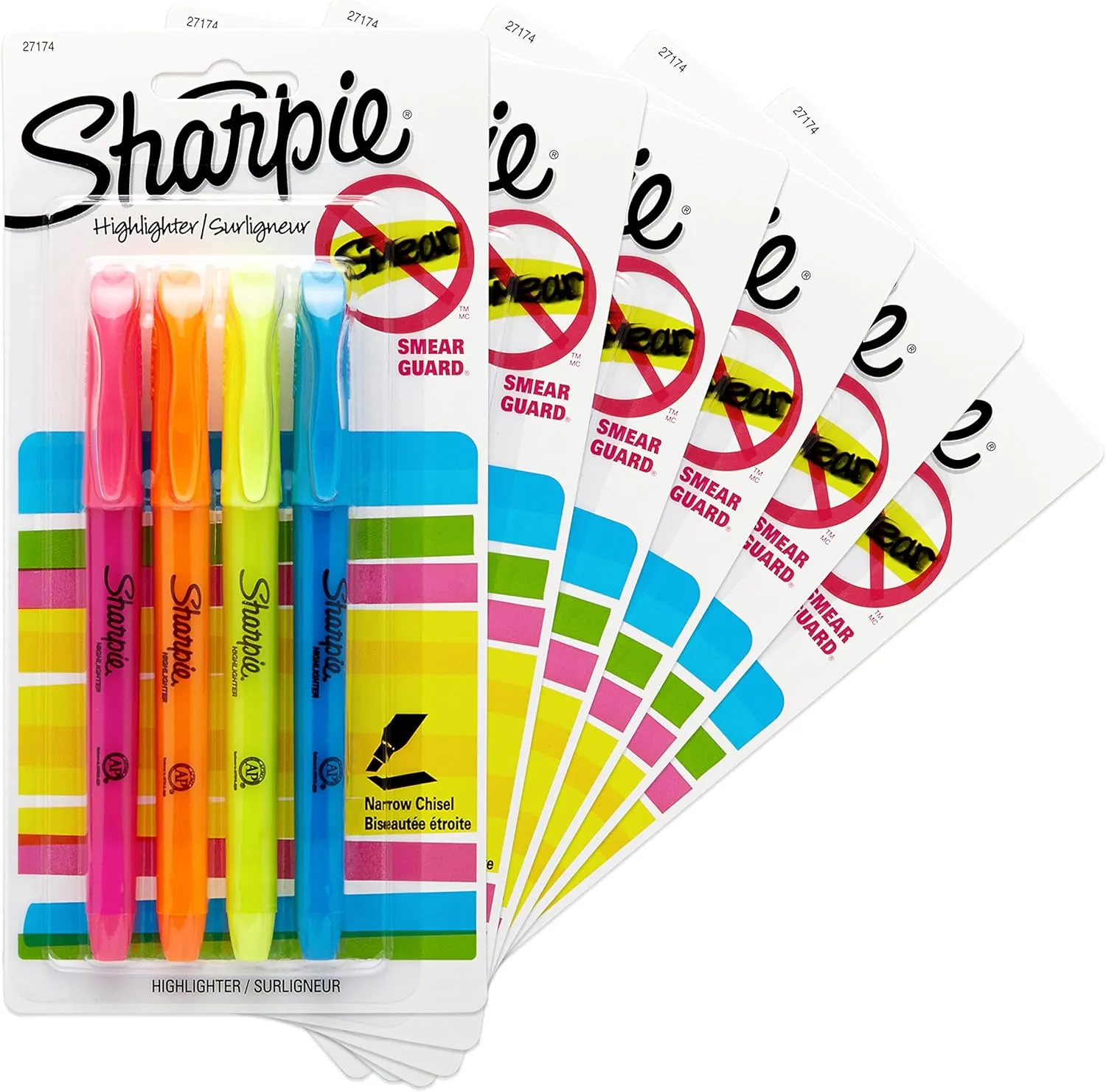 SHARPIE Pocket Style Highlighters, Chisel Tip, Assorted Fluorescent, 24 Count (6 Packs of 4)
