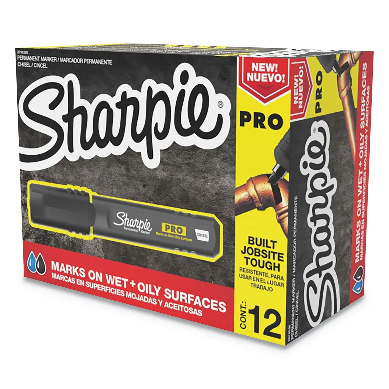 Sharpie Pro Permanent Marker, Chisel Tip, Black, 12 Count