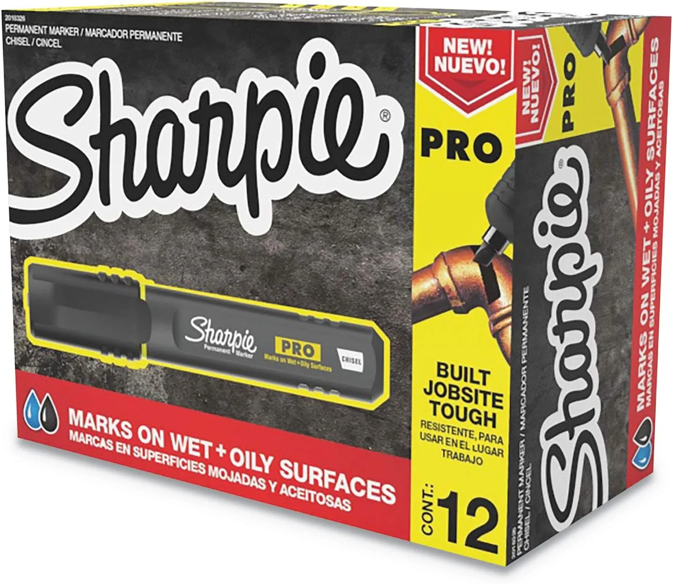 Sharpie Pro Permanent Marker, Chisel Tip, Black, 12 Count