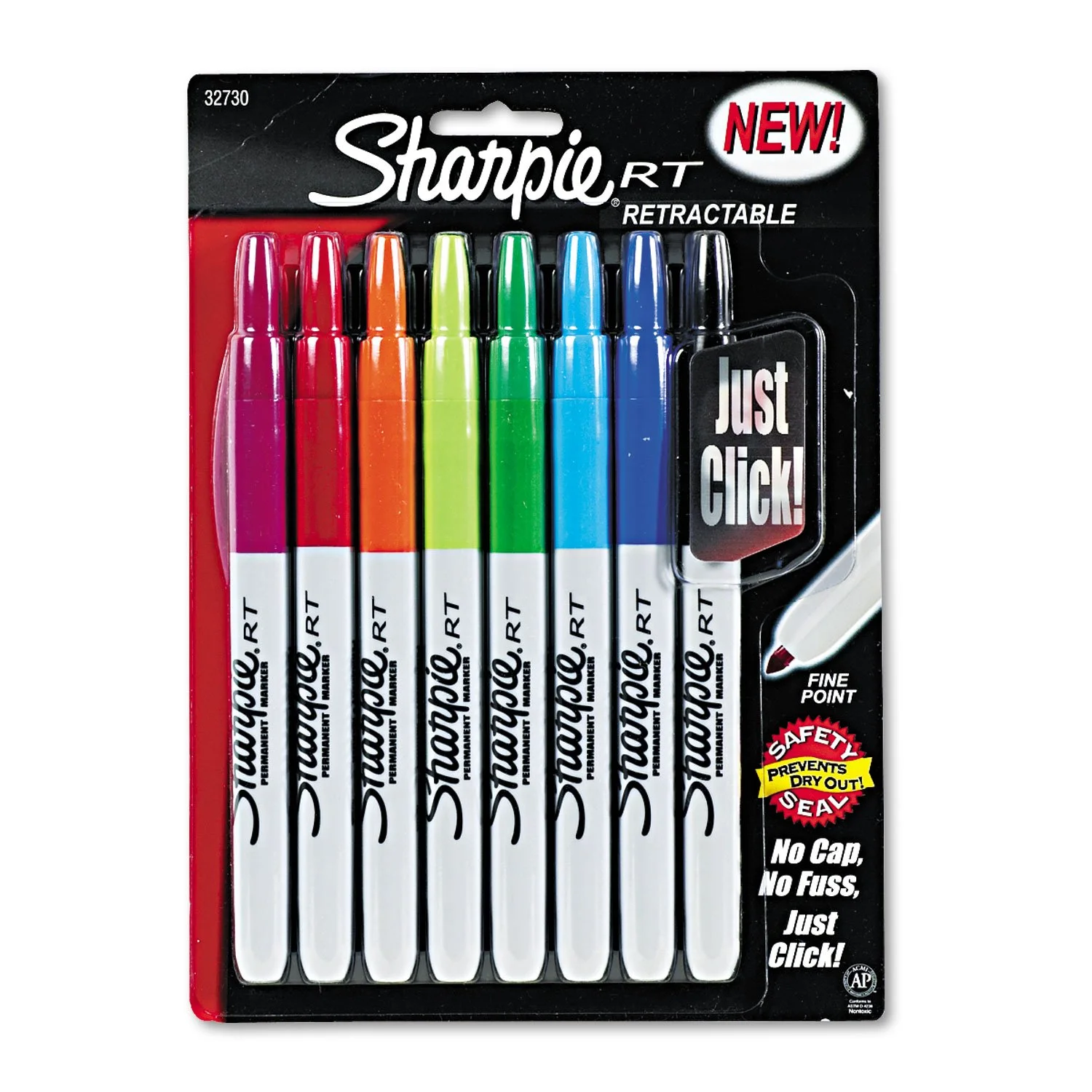Sharpie Retractable Permanent Markers, Fine Point, Assorted Colors, Pack Of 8 Markers