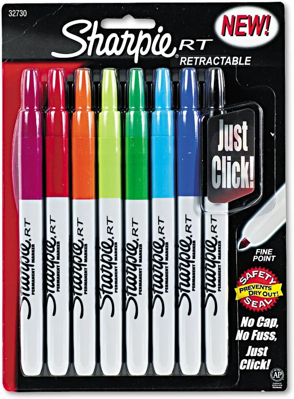 Sharpie Retractable Permanent Markers, Fine Point, Assorted Colors, Pack Of 8 Markers