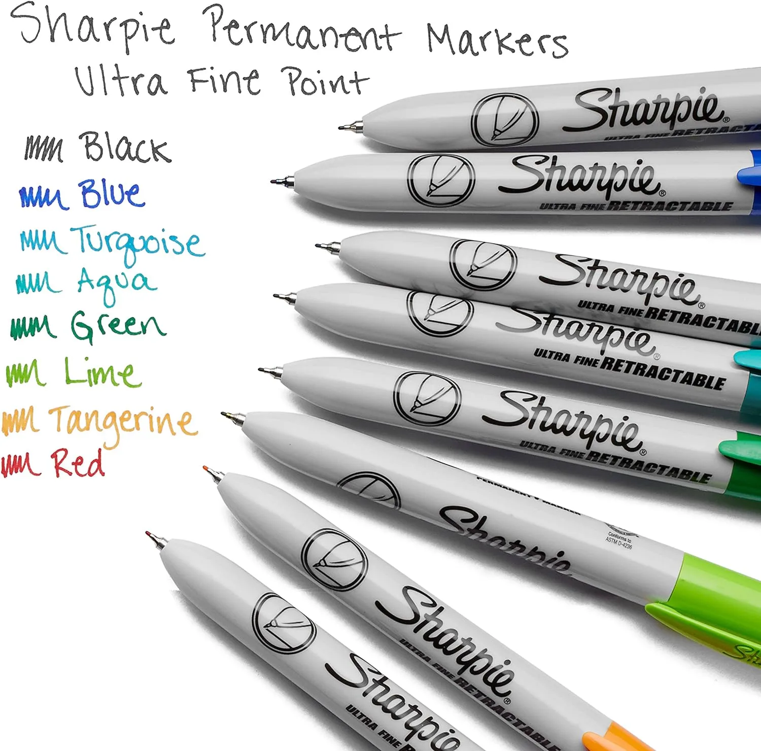Sharpie Retractable Permanent Markers, Ultra-Fine Point, Assorted Colors, 8 Count