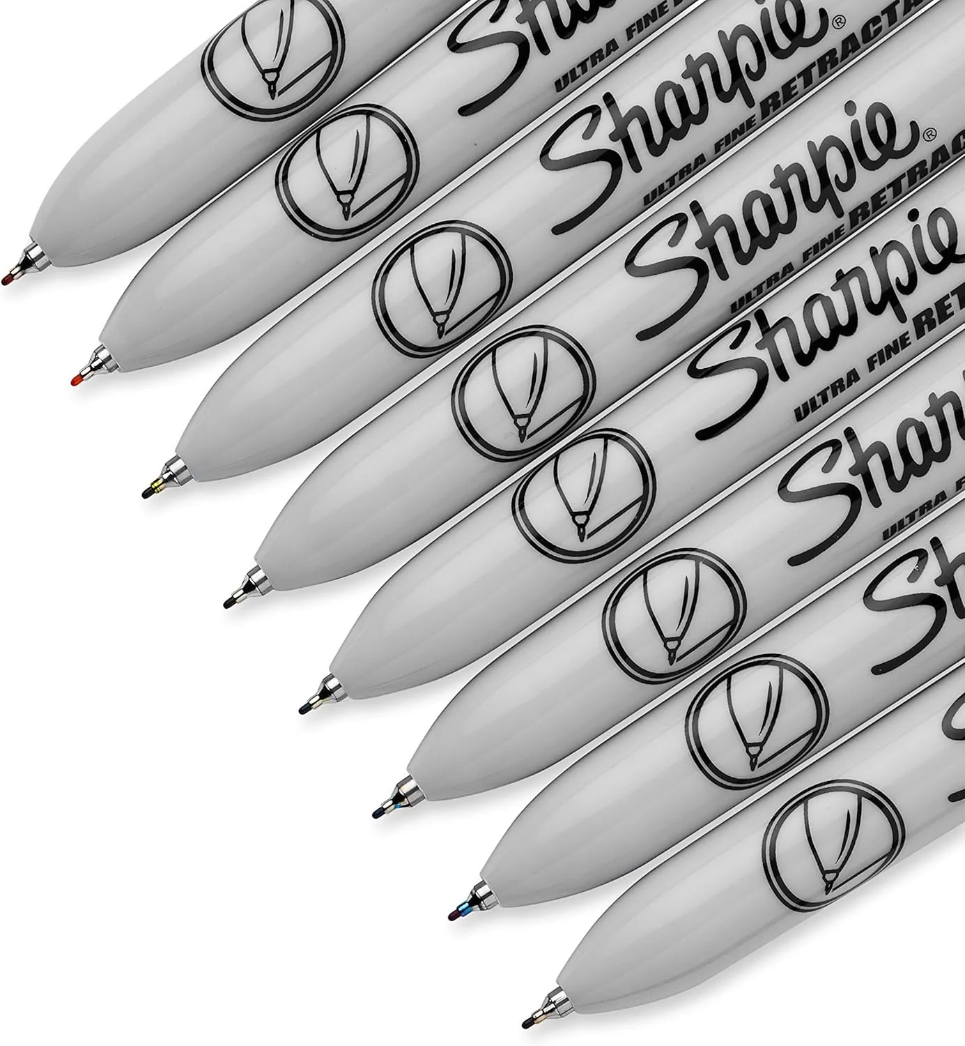 Sharpie Retractable Permanent Markers, Ultra-Fine Point, Assorted Colors, 8 Count