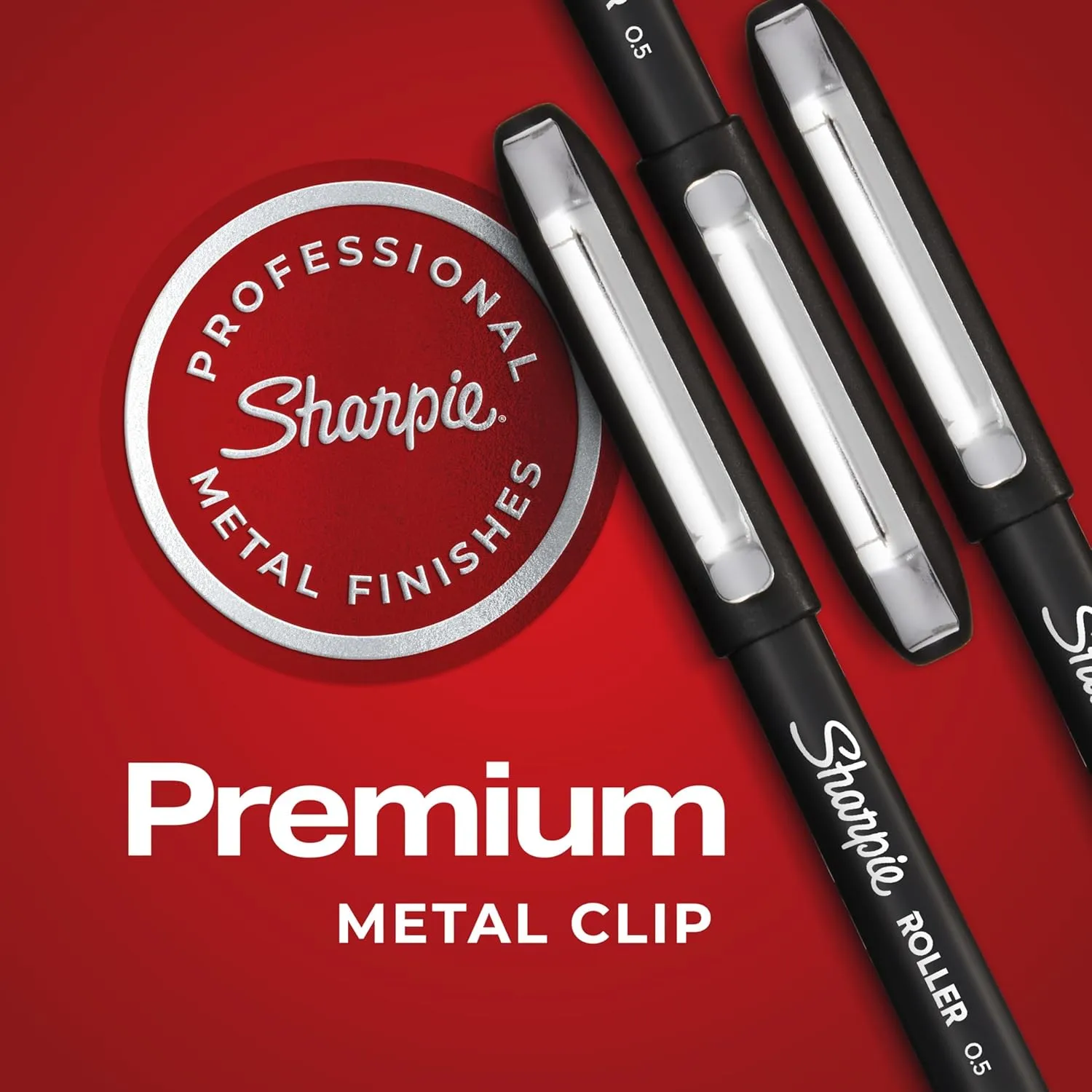Sharpie Rollerball Pens, Needle Point 0.5mm, Black Ink, Pack of 4