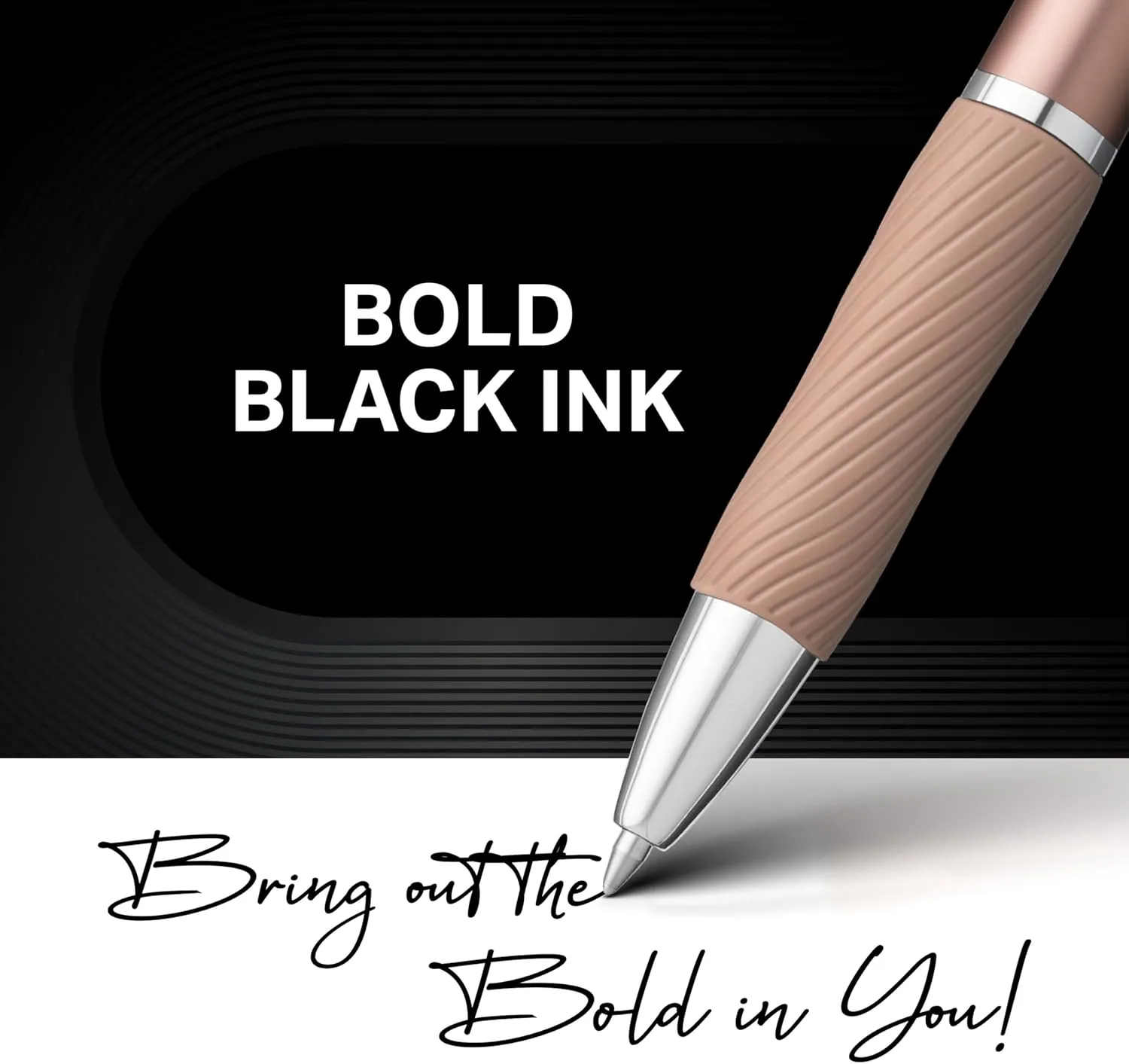 Sharpie S-Gel, Gel Ink Pens, Medium Point (0.7mm), Sleek Metal Barrel, Black Ink, 12 Count - Champagne with Black Ink