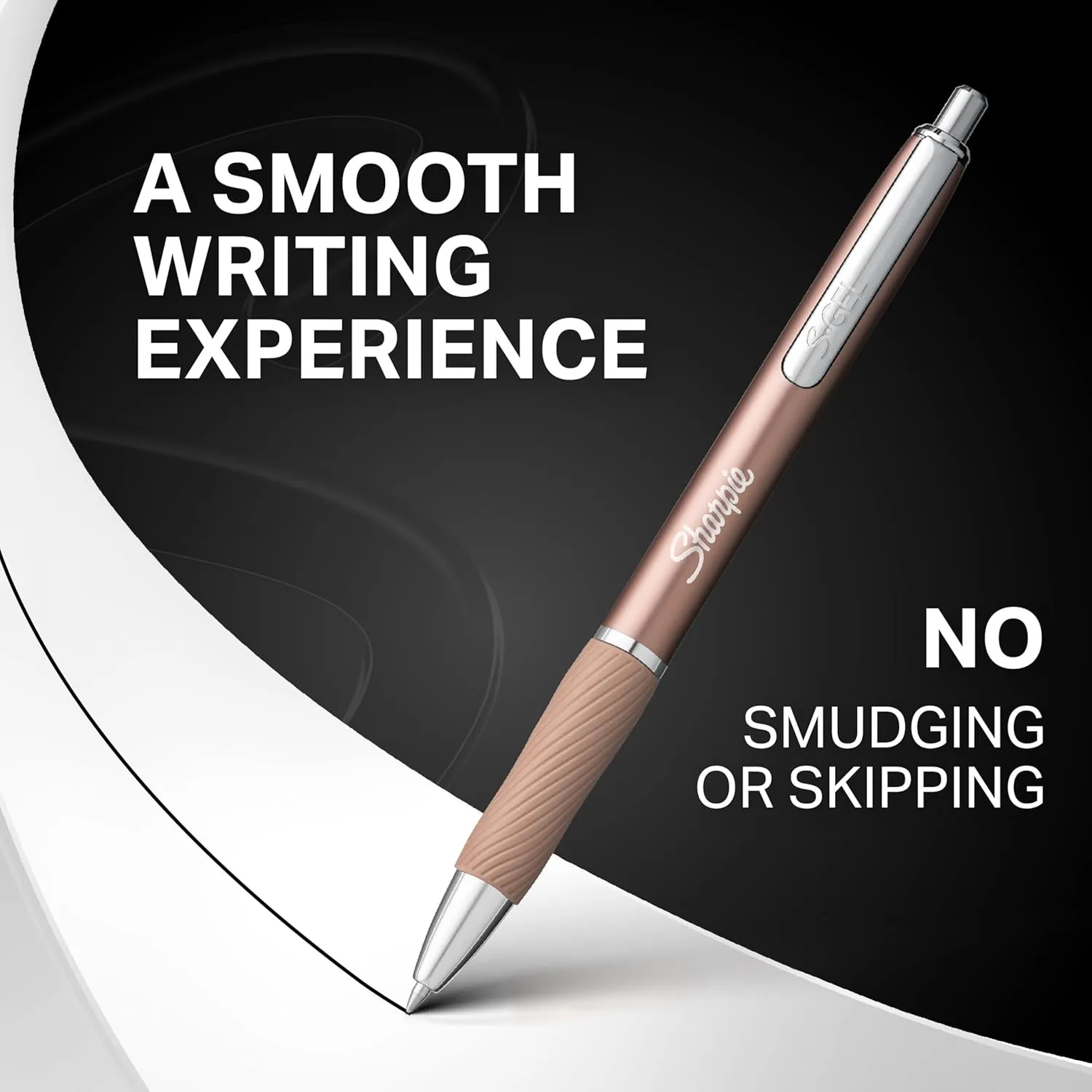 Sharpie S-Gel, Gel Ink Pens, Medium Point (0.7mm), Sleek Metal Barrel, Black Ink, 12 Count - Champagne with Black Ink