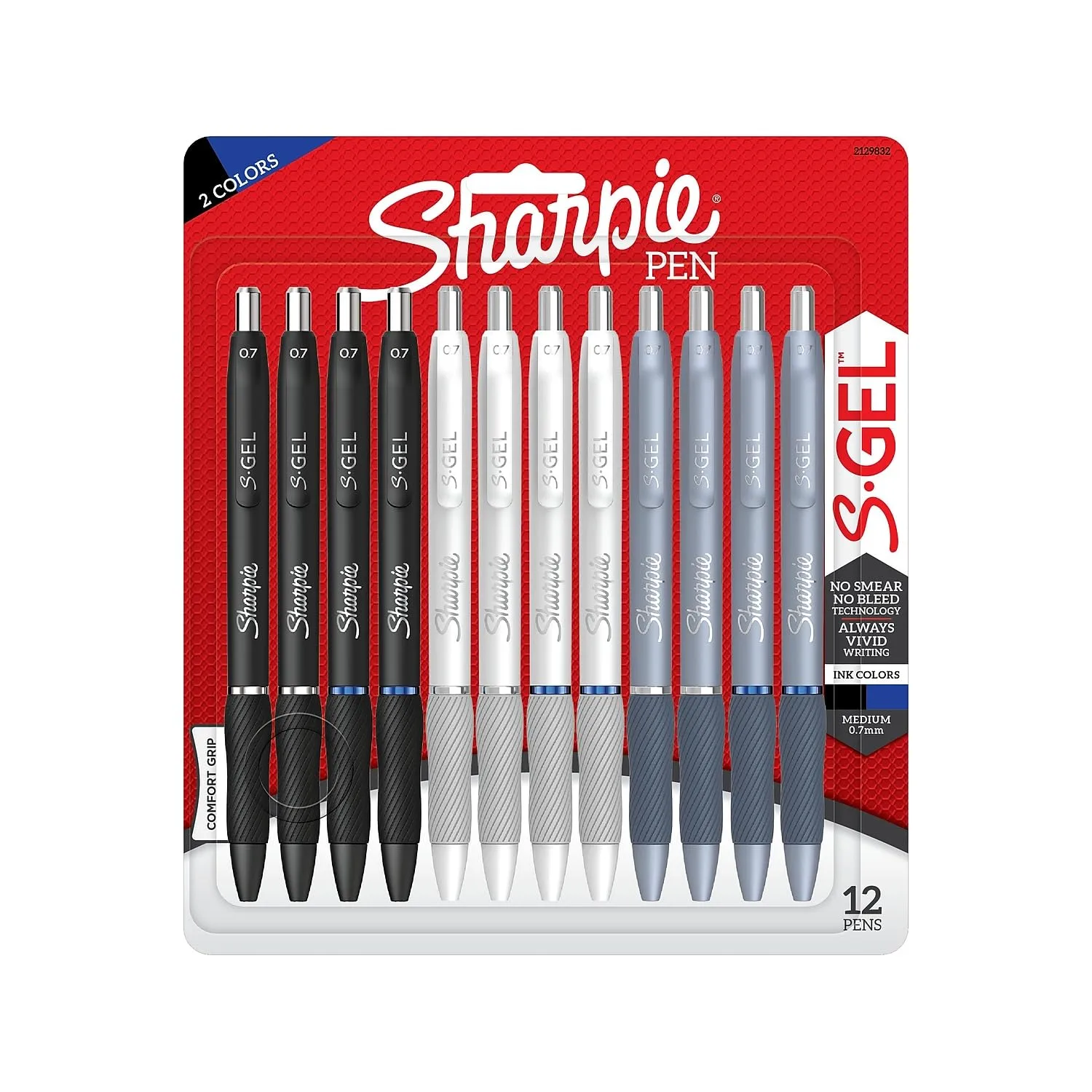Sharpie® S-Gel Fashion Barrel Gel Pens, Medium Point, 0.7 mm, Assorted Barrel, Assorted Ink, Pack Of 12 Pens