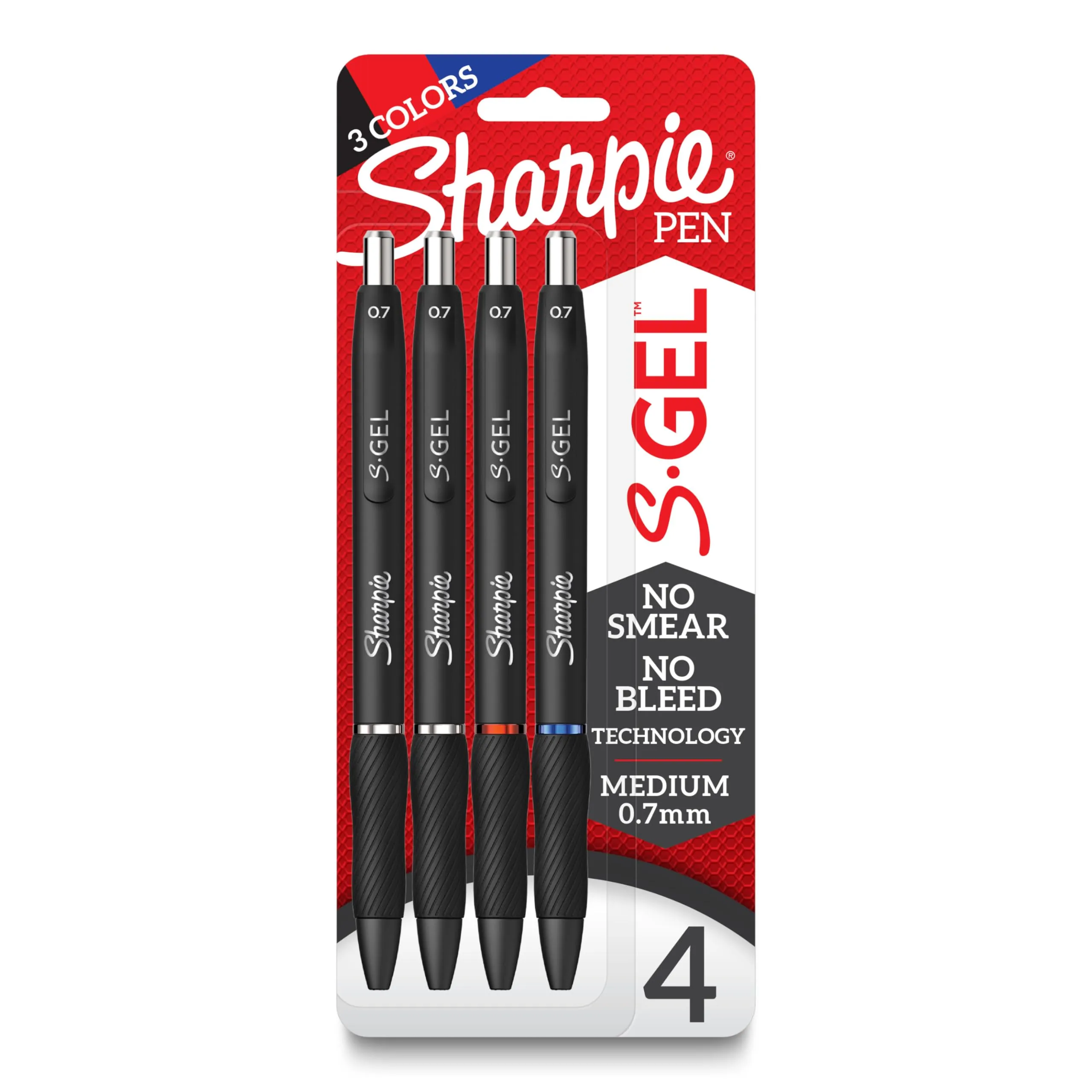 Sharpie S-Gel Gel Pens Medium Point (0.7mm) Assorted Colors, 4 Count