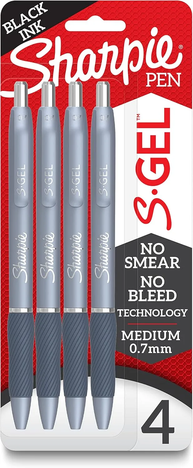 SHARPIE S-Gel Fashion Barrel Gel Pens, Medium Point (0.7mm), Black Ink
