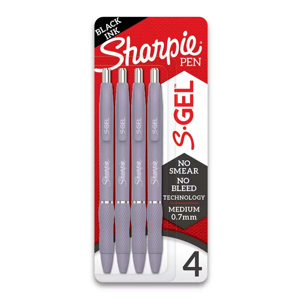 Sharpie S-Gel Pens Fashion Barrel 0.7 Black Ink - 4 Pack