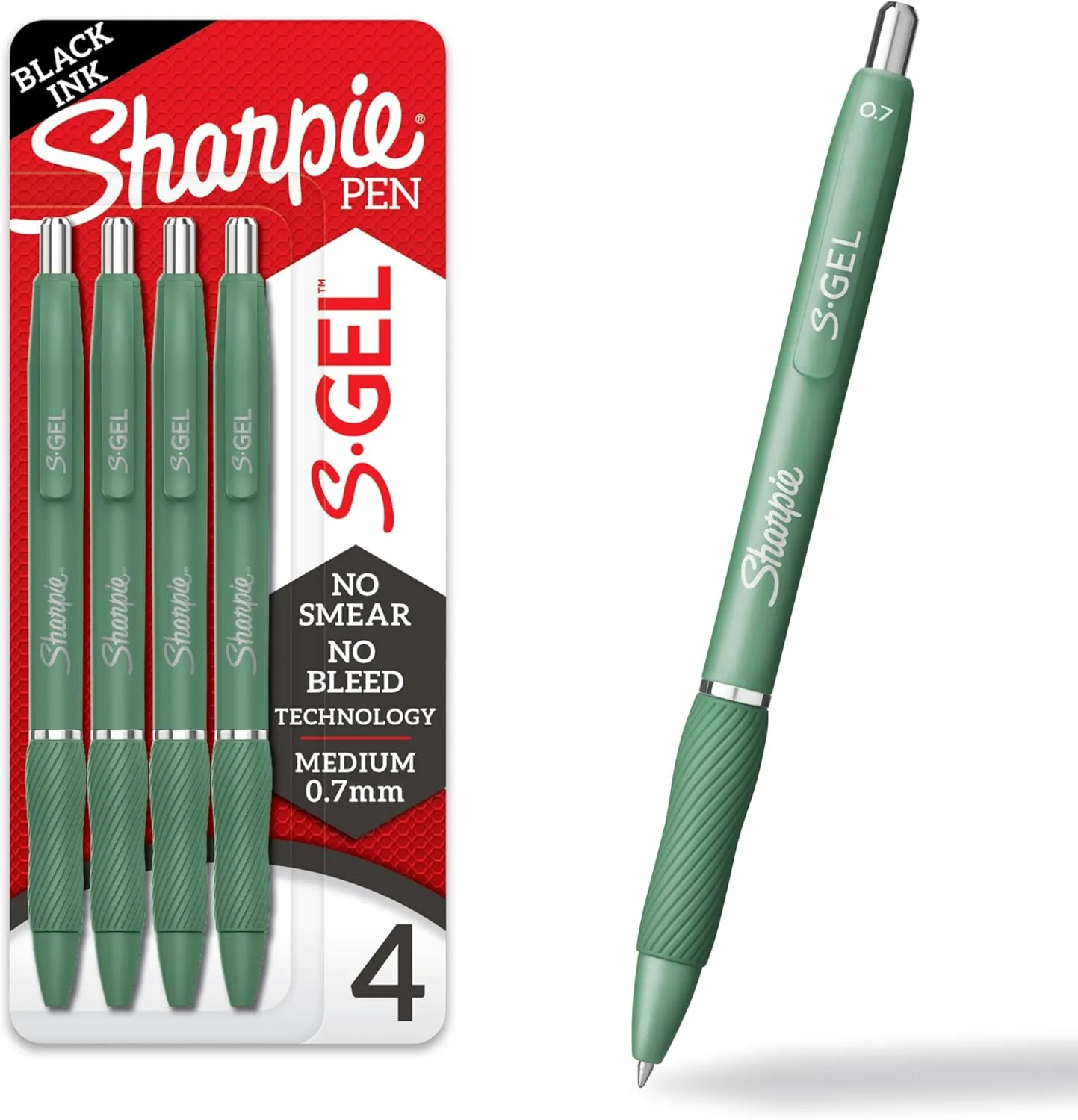 SHARPIE S-Gel Fashion Barrel Gel Pens, Medium Point (0.7mm), Black Ink