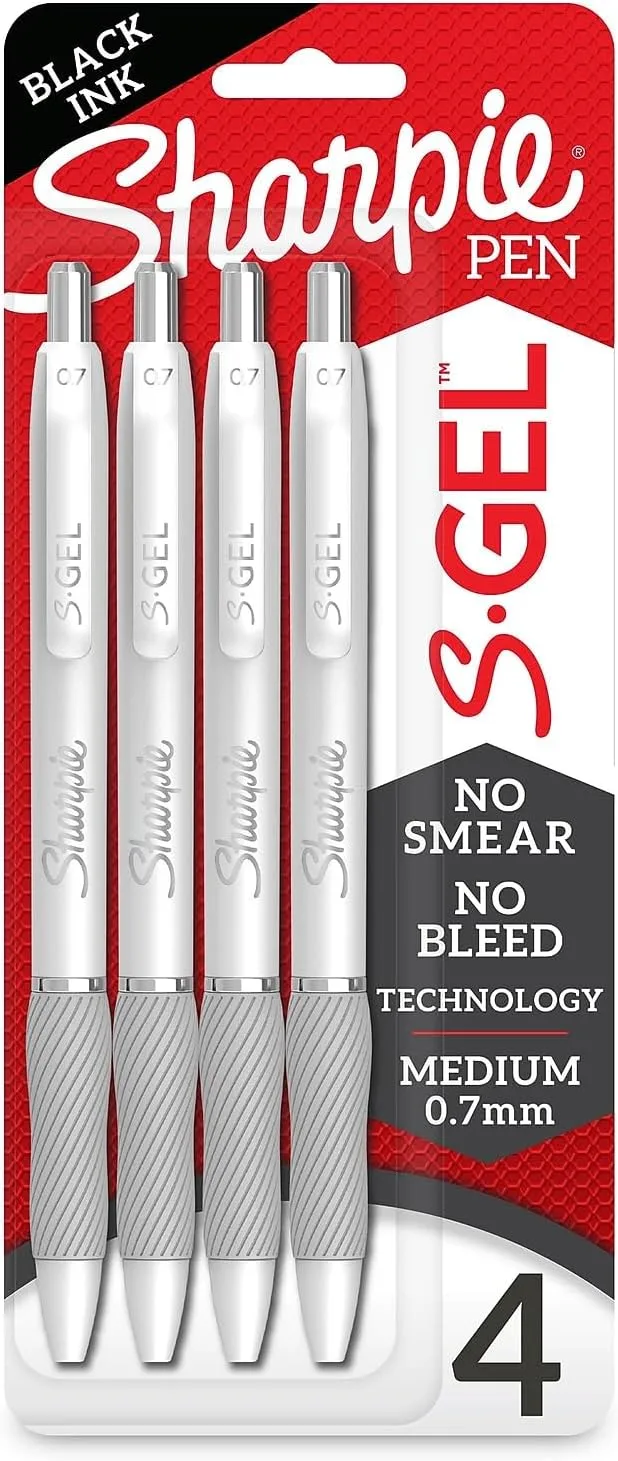 SHARPIE S-Gel Fashion Barrel Gel Pens, Medium Point (0.7mm), Black Ink