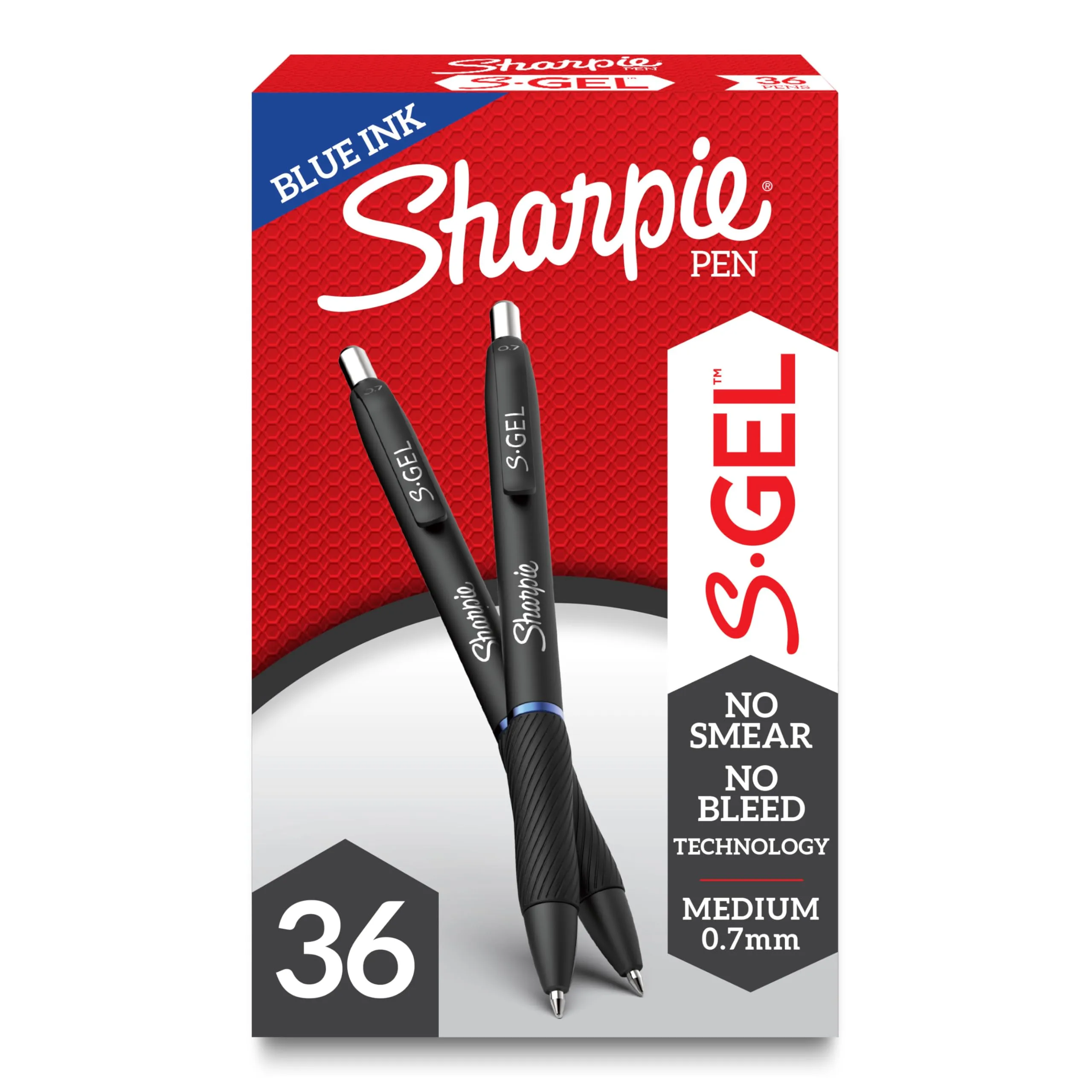 SHARPIE S-Gel Gel Pens, 0.7mm Medium, Blue Ink, 36 Count