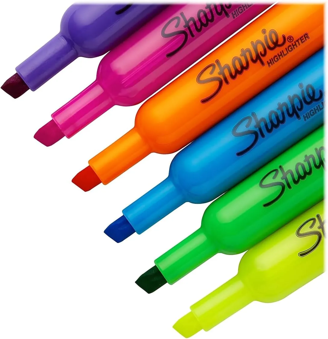 Sharpie Tank Highlighters, Fluorescent And Pastel Highlighters, Chisel Tip, Highlighter Markers Set, Assorted Colors