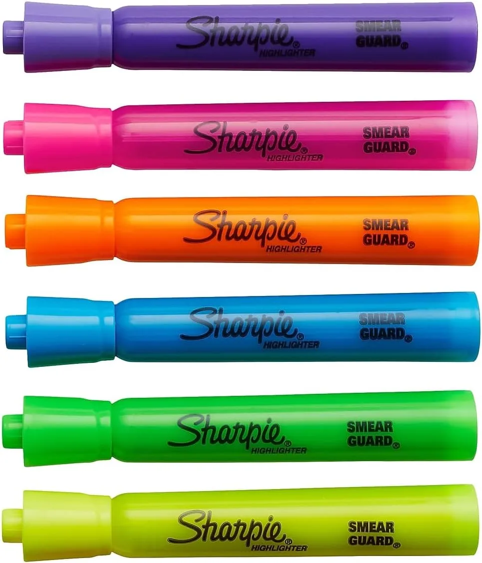 Sharpie Tank Highlighters, Fluorescent And Pastel Highlighters, Chisel Tip, Highlighter Markers Set, Assorted Colors