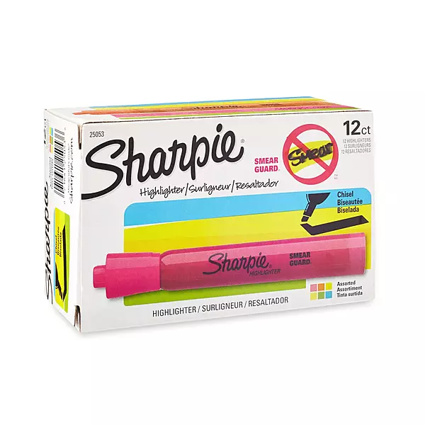 Sharpie Tank Style Highlighters, Chisel Tip, Assorted, Box of 12
