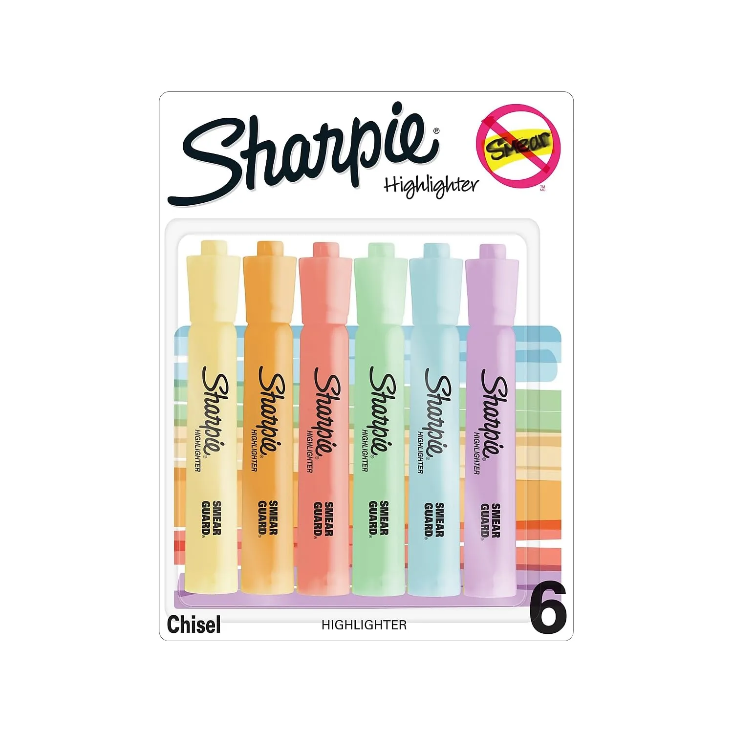 Sharpie Tank Highlighters, Chisel Tip, Assorted Colors, 6/Pack (2157488)