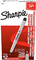 Sharpie Permanent Markers, Ultra Fine Tip, Black, 12 Count - For Classroom, Office, Home, Quick Drying, Fade Resistant