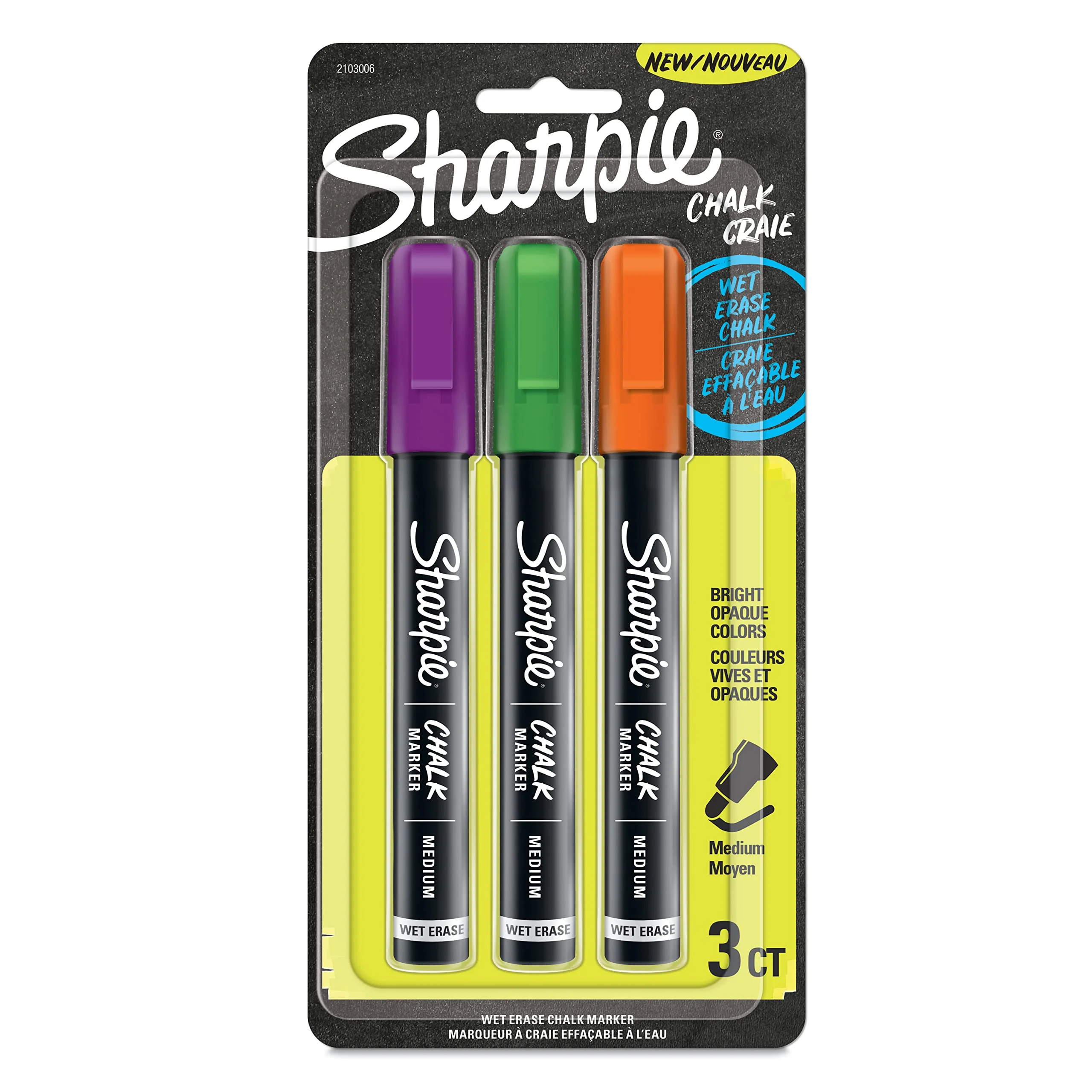 SHARPIE Wet-Erase Chalk Markers, Medium Point, Assorted Colors