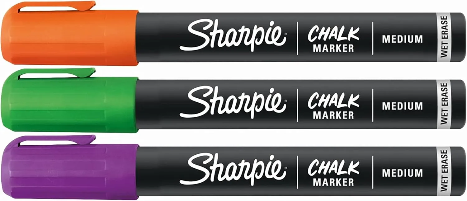 SHARPIE Wet-Erase Chalk Markers, Medium Point, Assorted Colors
