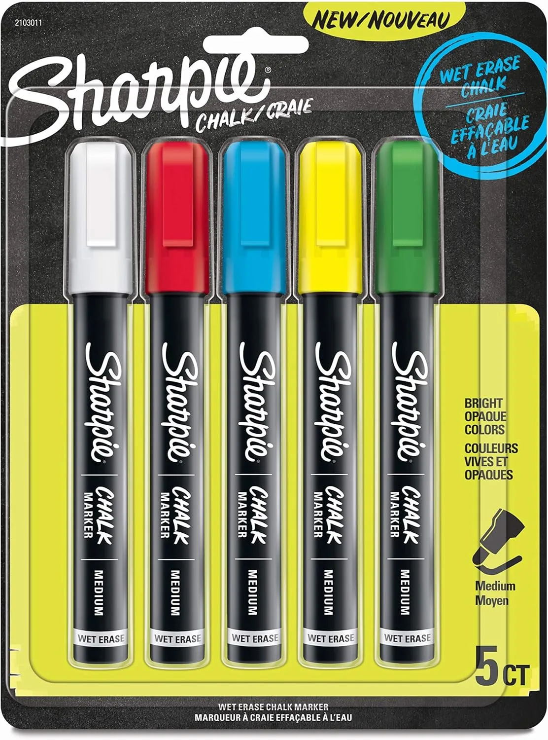 SHARPIE Wet-Erase Chalk Markers, Medium Point, Assorted Colors
