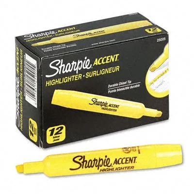 Sharpie Tank Style Highlighters, Chisel Tip, Yellow - 12 Pack