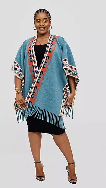 Silk House Collection Ari Poncho - Blue