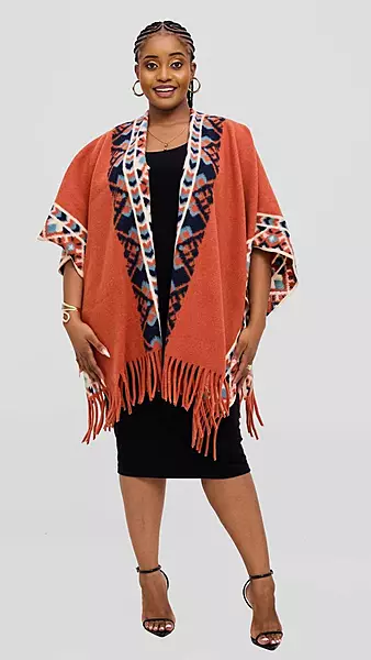 Silk House Collection Ari Poncho - Orange