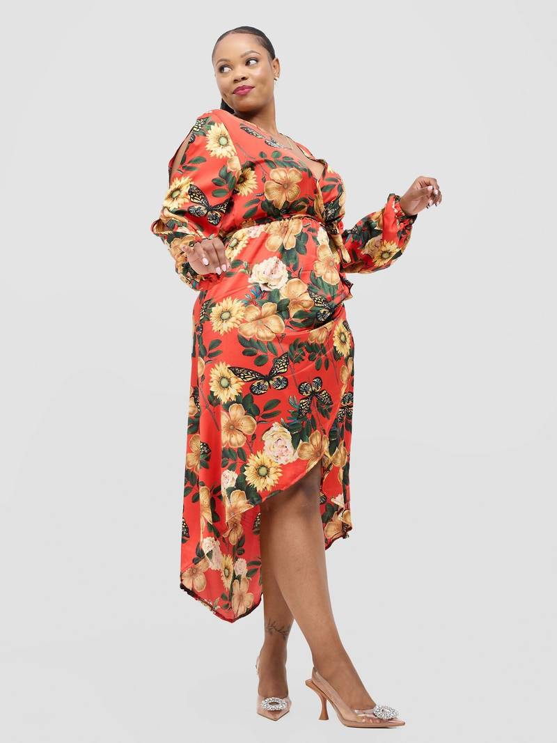 Zahra Dress - Red Floral Print