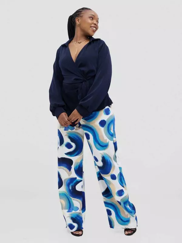 Silk House Collection Rana Pant - Blue Abstract Print